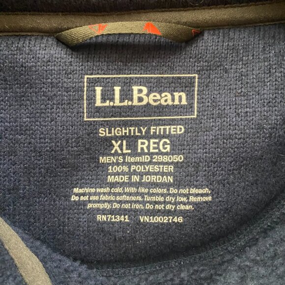 LL Bean Men's Navy Fleece 1/4 Snap‎ Closure Pullover Jacket H10 - Picture 3 of 4